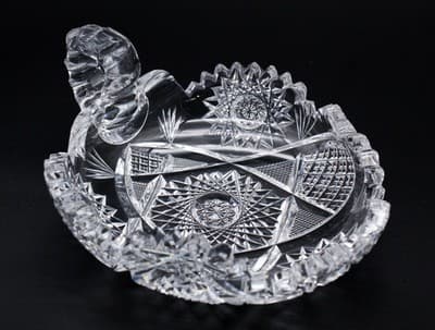 Antique American Brilliant ABP Hobstar Deep Hand Cut Serving Nappy Dish - Thumbnail 3