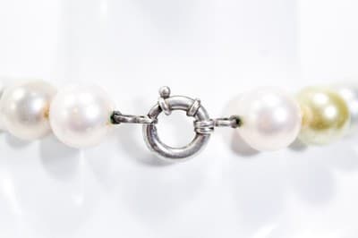 Vintage Multicolor Faux Pearl Sterling Silver Clasp Statement Beaded Necklace - Thumbnail 4