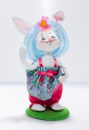 Vtg 2013 ANNALEE Mobilitee "Spring Time Girl Bunny" Easter Artisan Doll 7" - Thumbnail 6