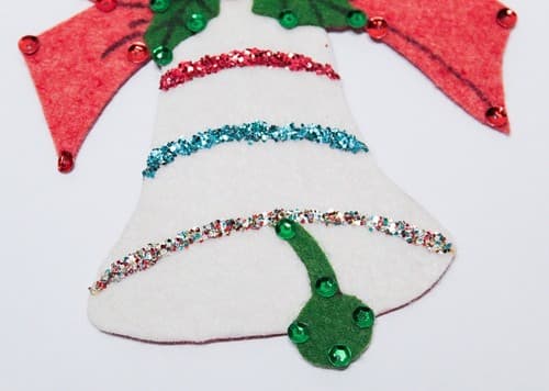 Vintage Handmade Felt Christmas Jingle Bell Magnet Ornament - Thumbnail 3
