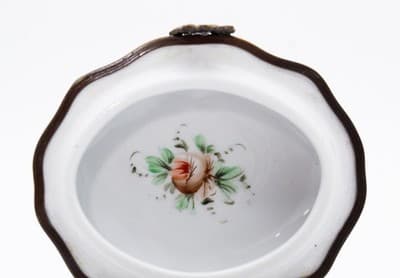 Limoges France Peint Main Antique Hand Painted Floral Burgundy Porcelain Box - Thumbnail 6