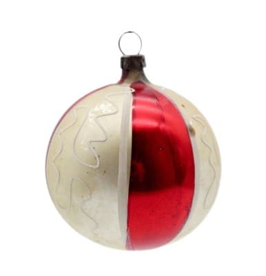 Vintage 1930's Made In Germany Stencil Striped Mercury Glass Christmas Ornament - Image 1