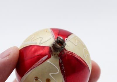 Vintage 1930's Made In Germany Stencil Striped Mercury Glass Christmas Ornament - Thumbnail 4