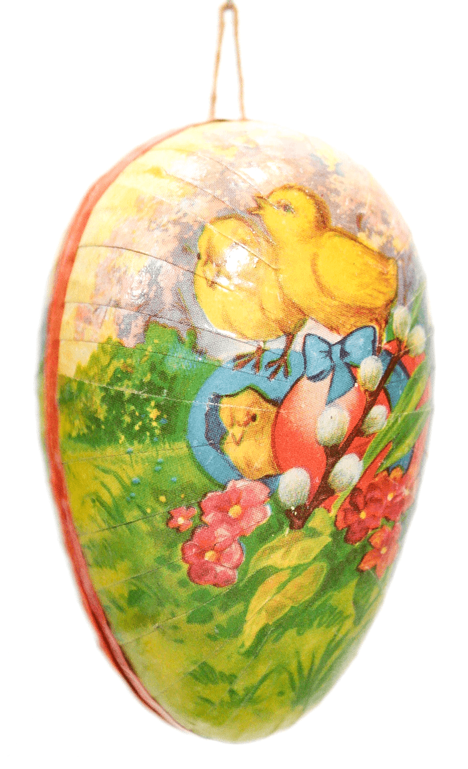Vintage GERMANY Paper Mache Cardboard Yellow Chicks Easter Egg Candy Container - Image 1