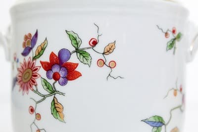 RICHARD GINORI Manifacttura De Doccia Italy Floral Porcelain Ice Bucket Vase - Thumbnail 2