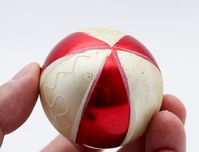 Vintage 1930's Made In Germany Stencil Striped Mercury Glass Christmas Ornament - Thumbnail 5