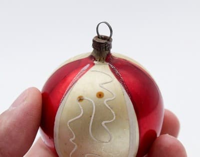 Vintage 1930's Made In Germany Stencil Striped Mercury Glass Christmas Ornament - Thumbnail 3