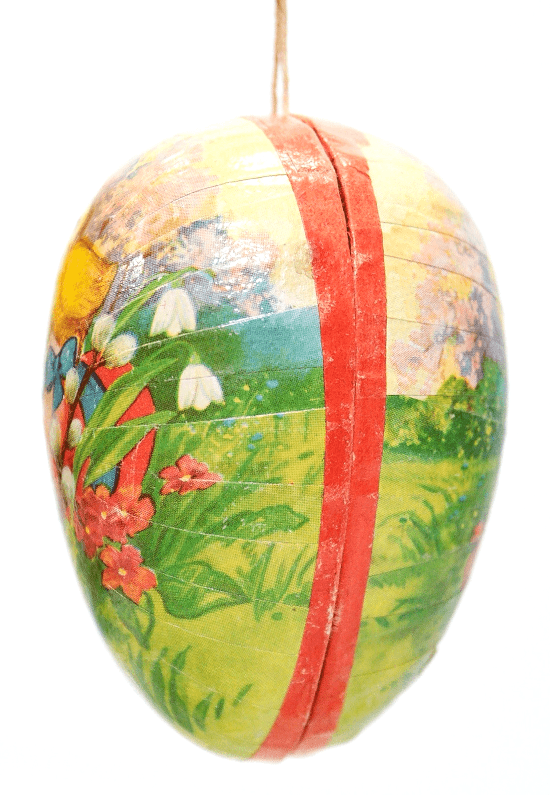 Vintage GERMANY Paper Mache Cardboard Yellow Chicks Easter Egg Candy Container - Thumbnail 3