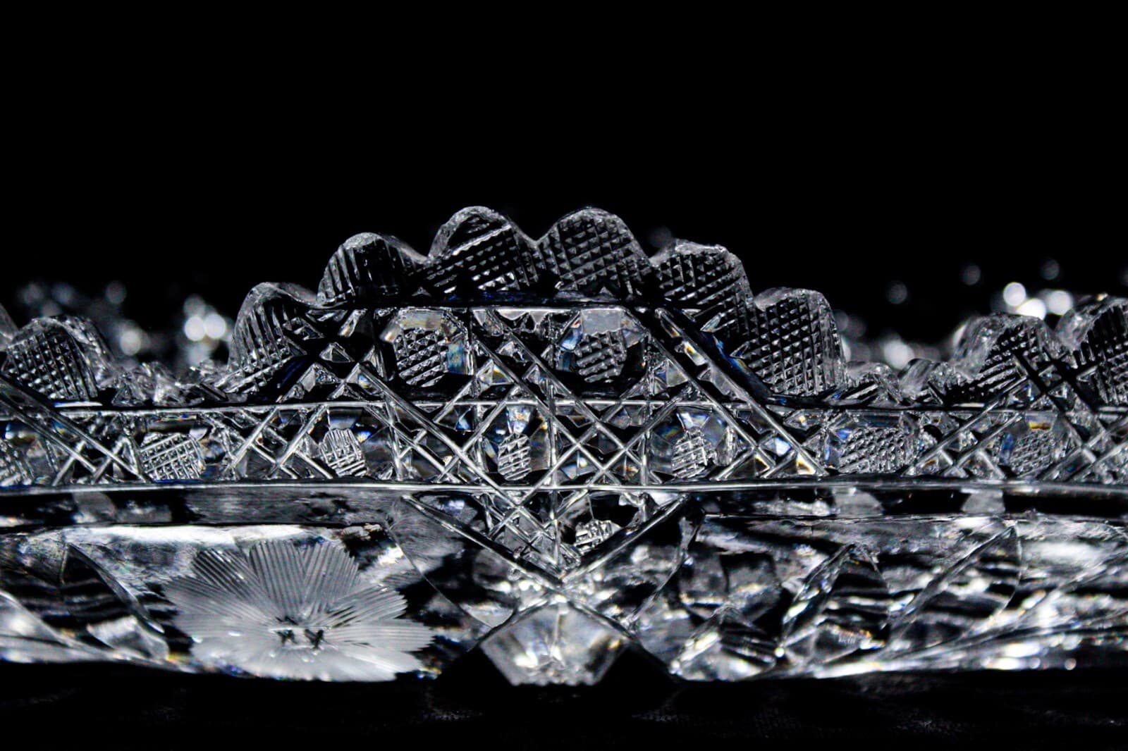 ABP AMERICAN BRILLIANT Floral Deep Cut Crystal Celery Serving Dish Bowl - Thumbnail 3