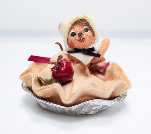 Vtg 2008 ANNALEE Mobilitee APPLE PIE MOUSE Thanksgiving Artisan Doll 3" w/Tag - Thumbnail 6