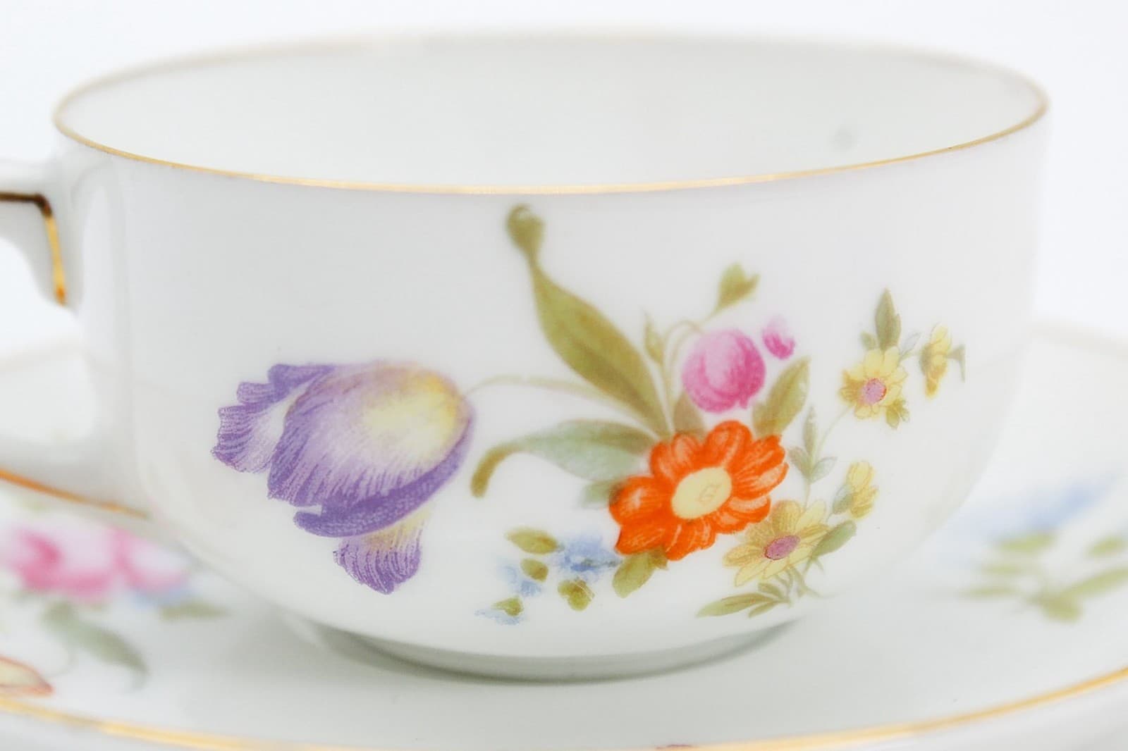 ROSENTHAL Selb Bavaria Germany Floral Motif Porcelain Cup & Saucer - Thumbnail 3