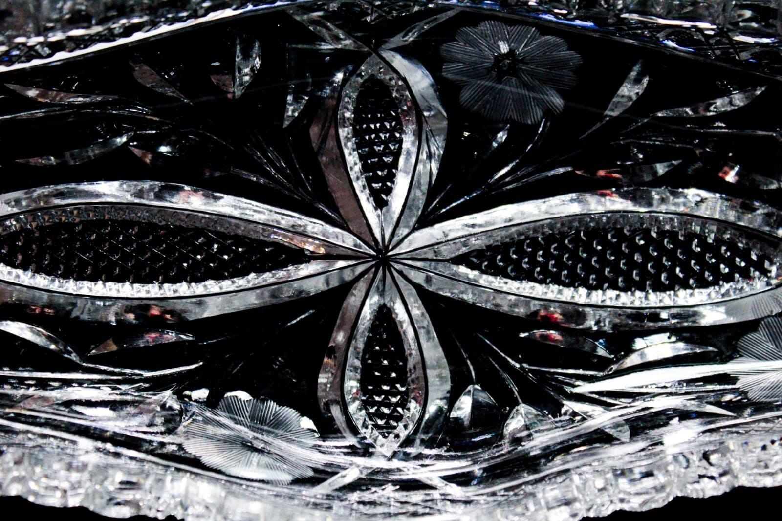 ABP AMERICAN BRILLIANT Floral Deep Cut Crystal Celery Serving Dish Bowl - Thumbnail 5