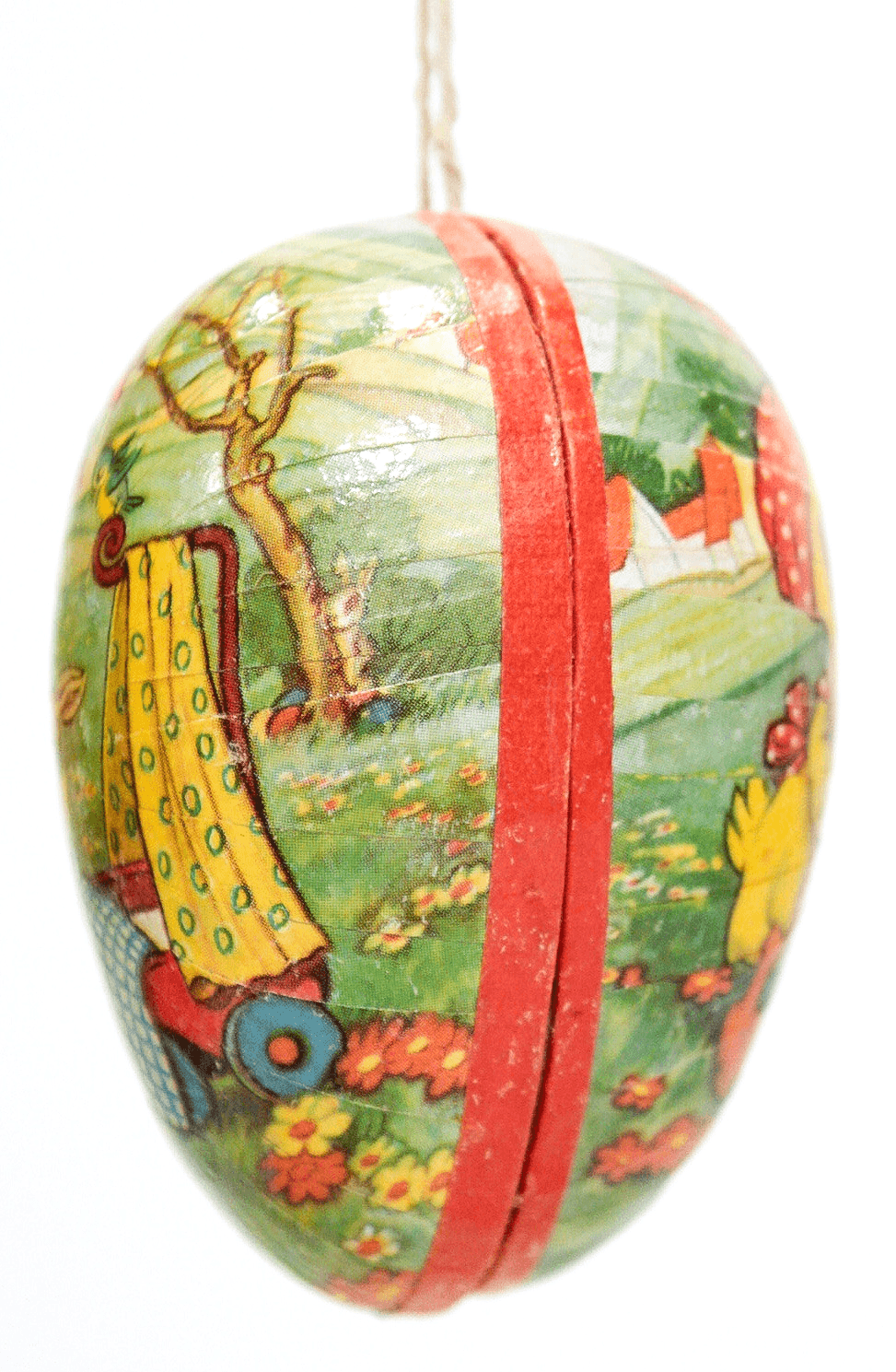 Vintage GERMANY Paper Mache Cardboard Duck w/ Rabbit Easter Egg Candy Container - Thumbnail 3