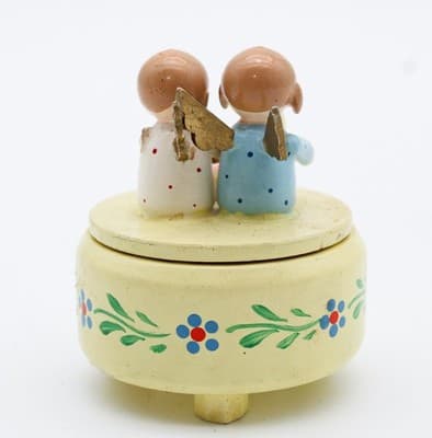 Vintage Made In Italy Hand Painted Wood Musician Angels Trinket Box - Thumbnail 7