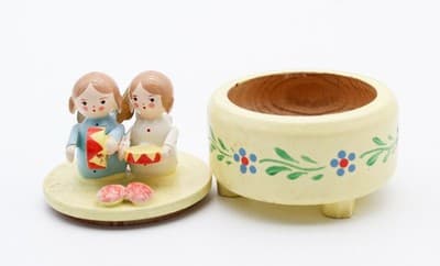 Vintage Made In Italy Hand Painted Wood Musician Angels Trinket Box - Thumbnail 8