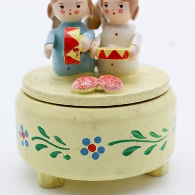 Vintage Made In Italy Hand Painted Wood Musician Angels Trinket Box - Thumbnail 4