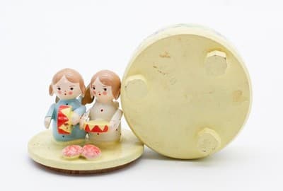 Vintage Made In Italy Hand Painted Wood Musician Angels Trinket Box - Thumbnail 9