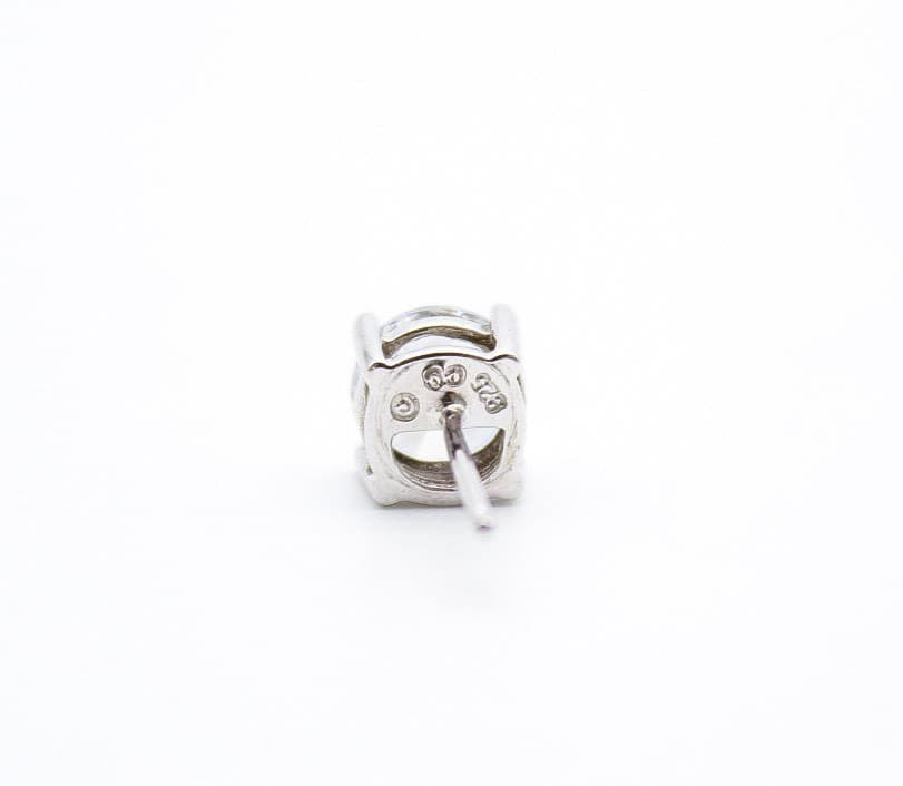 Vtg Brilliant Cut Cubic Zirconia Sterling Silver 4-Prong Solitaire Stud Earrings - Thumbnail 7