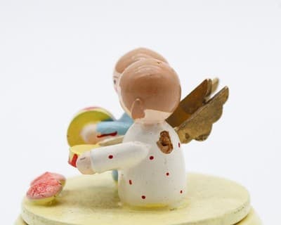 Vintage Made In Italy Hand Painted Wood Musician Angels Trinket Box - Thumbnail 6