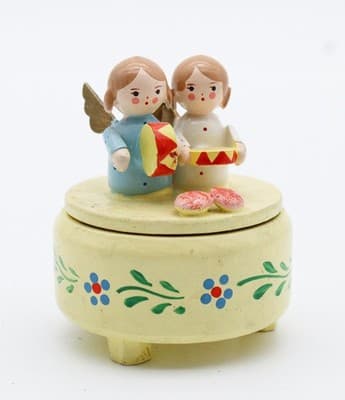 Vintage Made In Italy Hand Painted Wood Musician Angels Trinket Box - Thumbnail 10