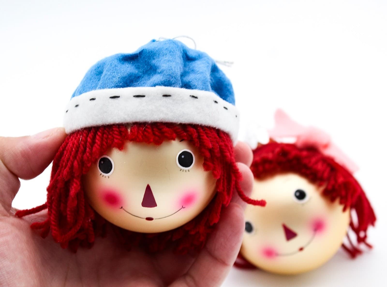 Vtg 1980 Kurt Adler S&S United Media Raggedy Ann & Andy Glass Ball Ornament Set - Thumbnail 4