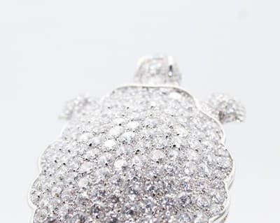 Silver Tone Pave High Quality Crystal Turtle Motif Statement Pin Brooch RARE - Thumbnail 5
