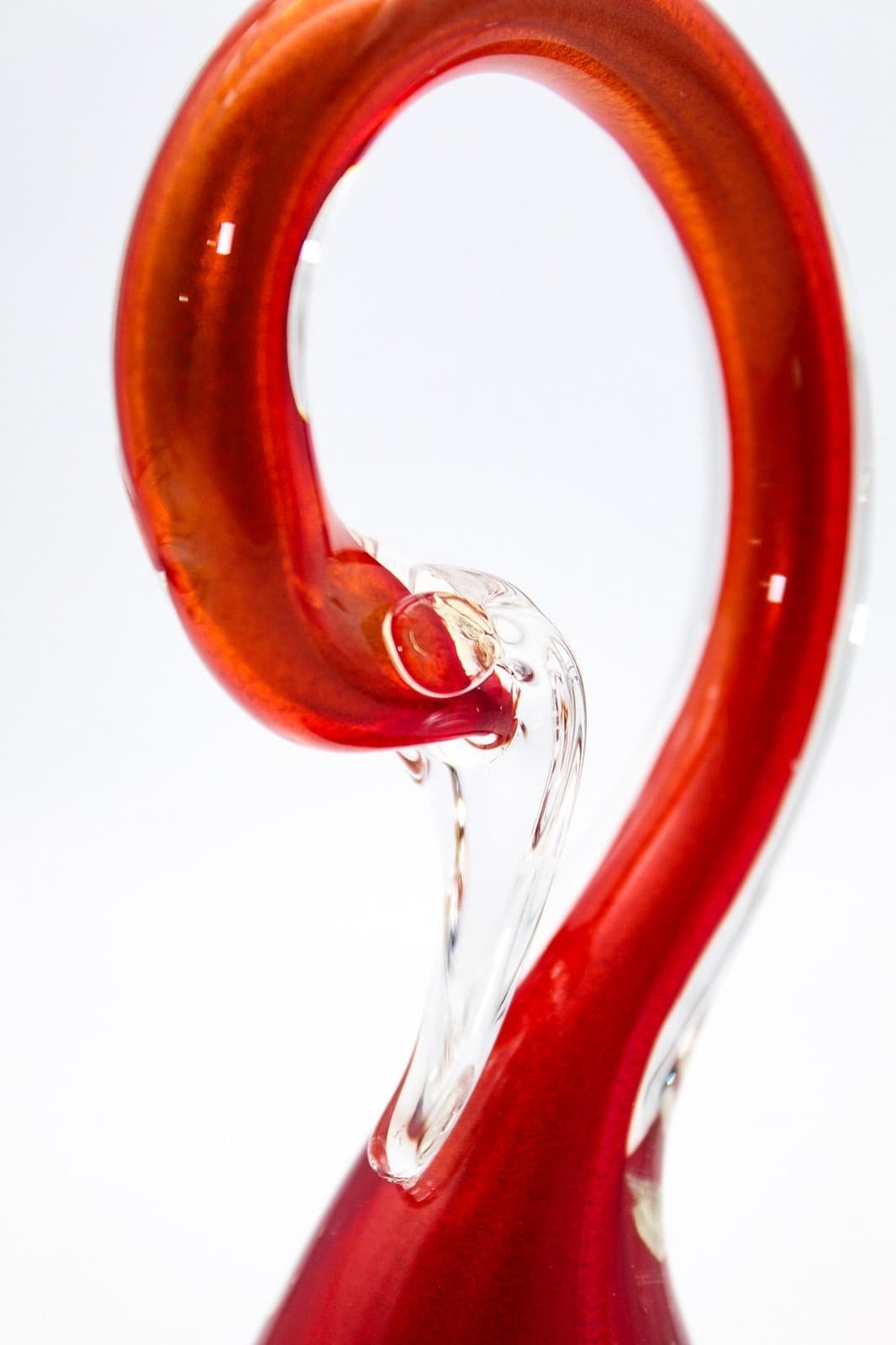 Vintage Murano Mid-Century Modern Sommerso Art Glass Red Swan Figurine - Thumbnail 2