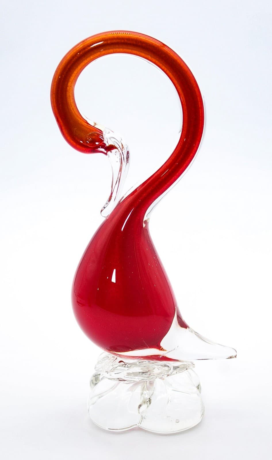 Vintage Murano Mid-Century Modern Sommerso Art Glass Red Swan Figurine - Thumbnail 8