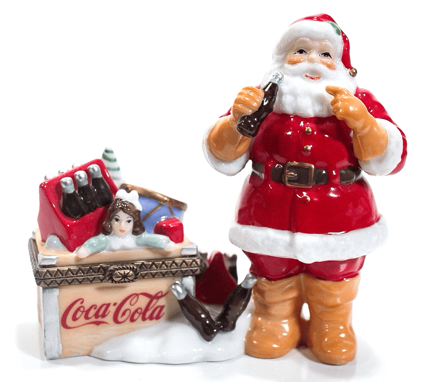 1999 The Coca-Cola Company Porcelain Santa Christmas Trinket Box RARE - Image 1