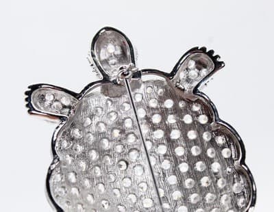 Silver Tone Pave High Quality Crystal Turtle Motif Statement Pin Brooch RARE - Thumbnail 10