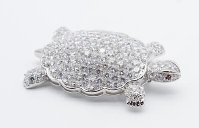 Silver Tone Pave High Quality Crystal Turtle Motif Statement Pin Brooch RARE - Thumbnail 9