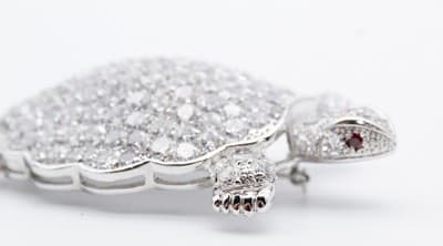Silver Tone Pave High Quality Crystal Turtle Motif Statement Pin Brooch RARE - Thumbnail 7