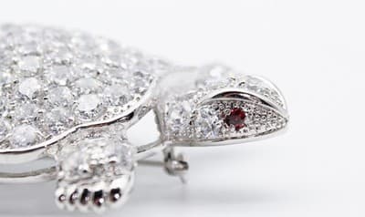 Silver Tone Pave High Quality Crystal Turtle Motif Statement Pin Brooch RARE - Thumbnail 8