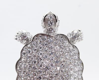 Silver Tone Pave High Quality Crystal Turtle Motif Statement Pin Brooch RARE - Thumbnail 6