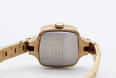 Vintage TRADITION Electronic Burgundy Dial Gold Tone Ladies Wristwatch In Box - Thumbnail 4