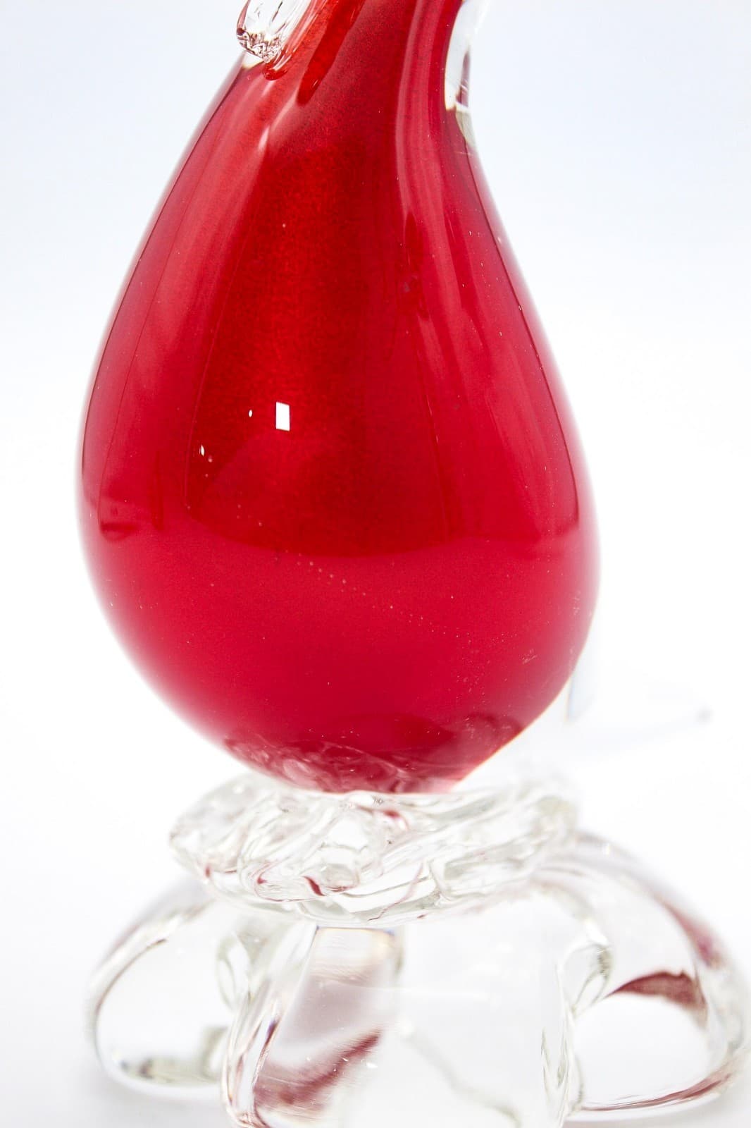 Vintage Murano Mid-Century Modern Sommerso Art Glass Red Swan Figurine - Thumbnail 3