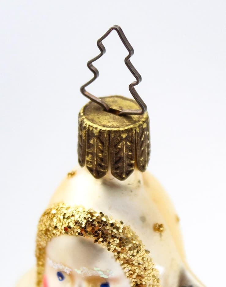 Vintage Inge-Glass Germany Santa With Tree Gold Glitter Glass Christmas Ornament - Thumbnail 8