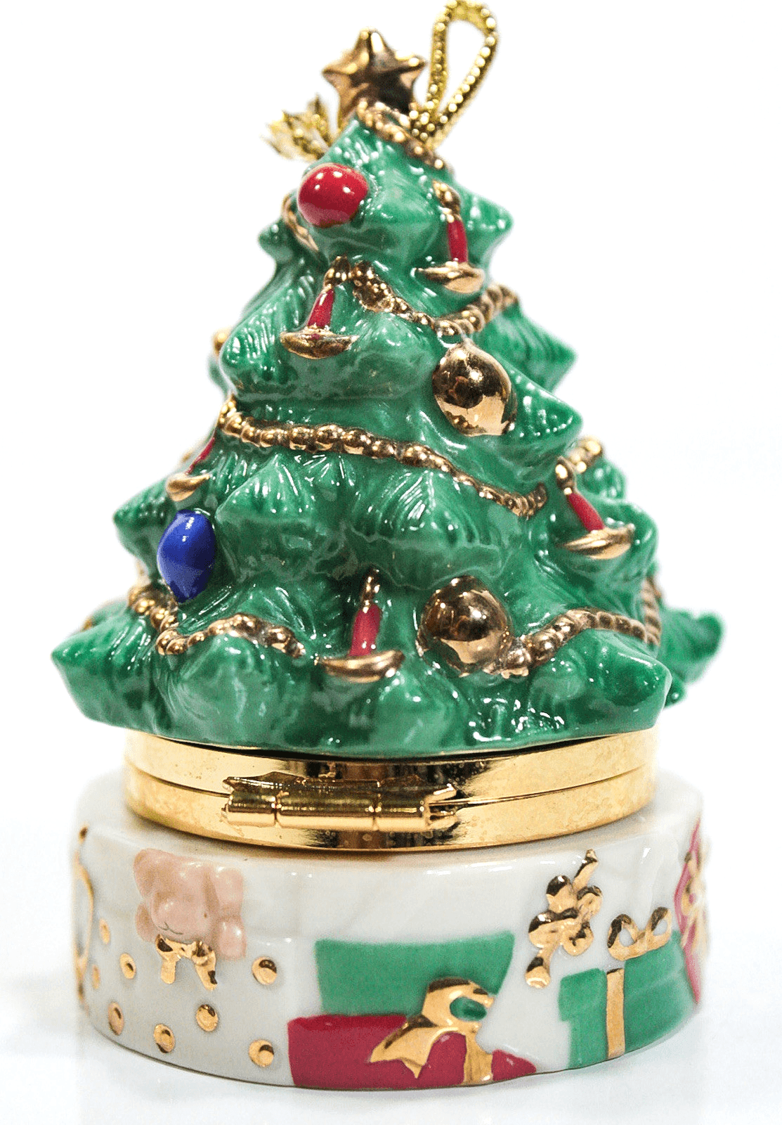 Vintage 2003 LENOX China Treasures Christmas Tree Trinket Box Holiday Ornament - Thumbnail 2