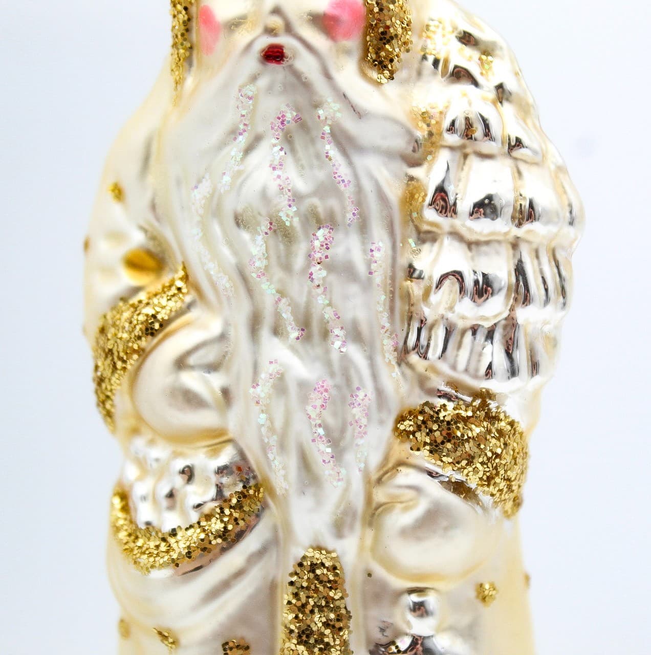 Vintage Inge-Glass Germany Santa With Tree Gold Glitter Glass Christmas Ornament - Thumbnail 5