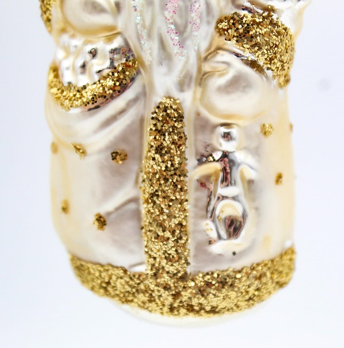 Vintage Inge-Glass Germany Santa With Tree Gold Glitter Glass Christmas Ornament - Thumbnail 4