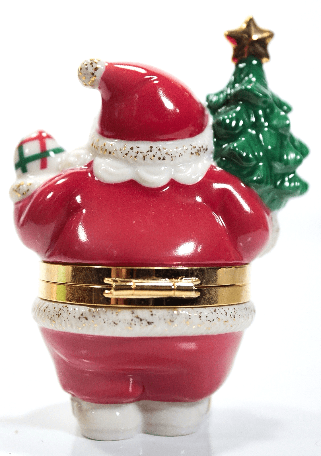 Vtg Porcelain LENOX China Treasures Santa w/ Christmas Tree Trinket Box Ornament - Thumbnail 2