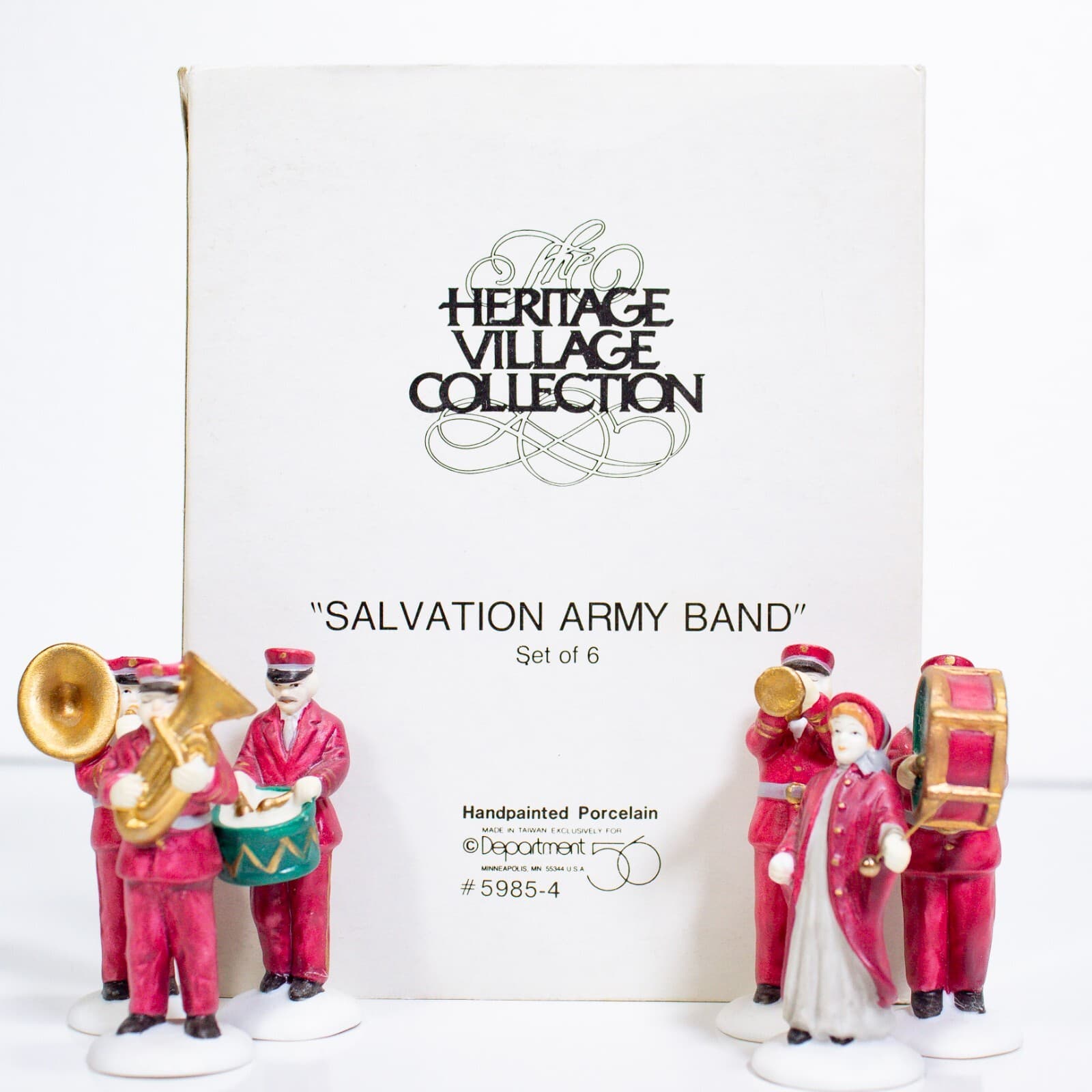 DEPARTMENT 56 "Salvation Army Band" Porcelain Figurine Set With Box - Thumbnail 6