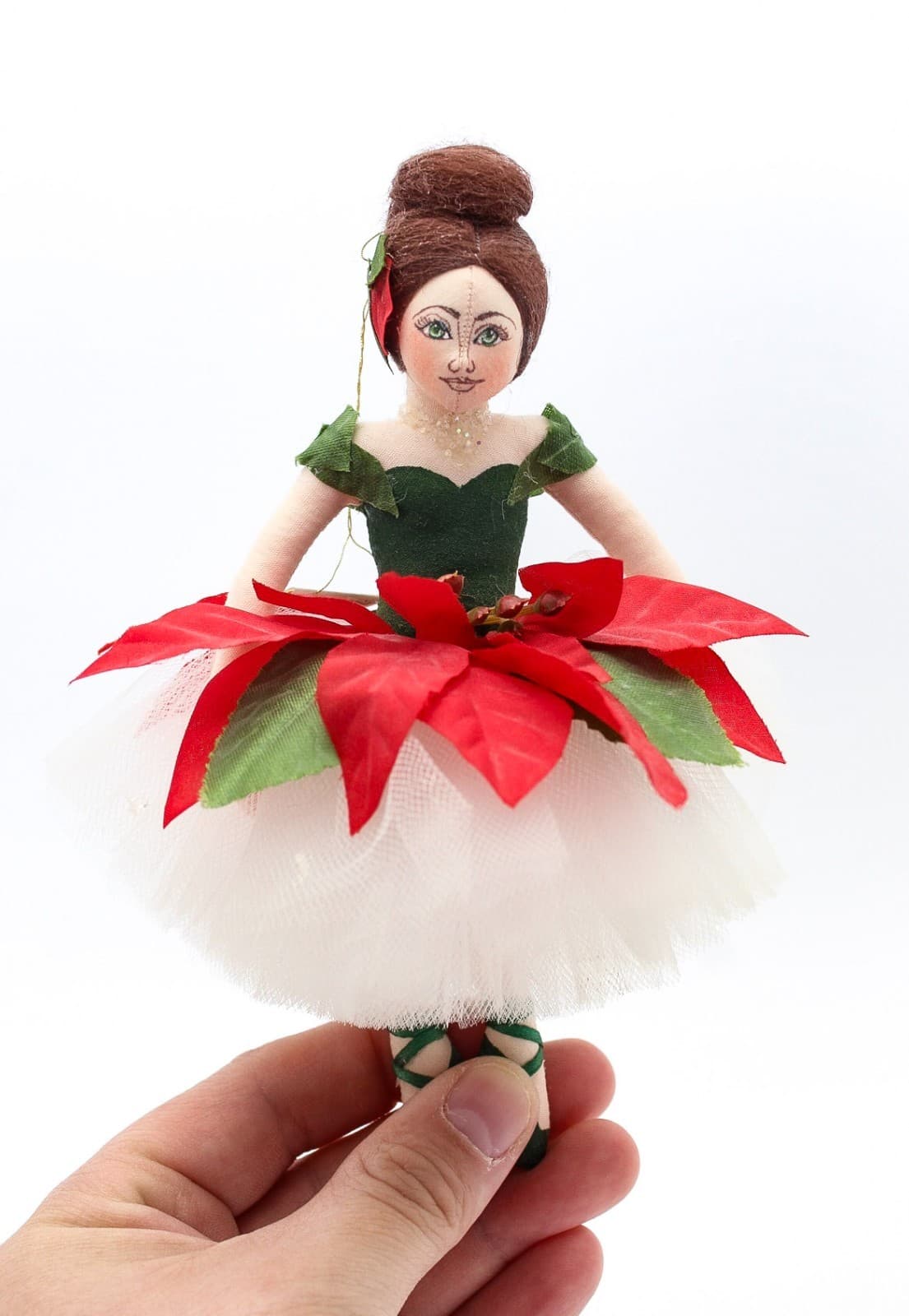 Gladys Boalt 1994 Poinsettia Dancer Handmade Christmas Ornament 6.5" Vintage - Thumbnail 9