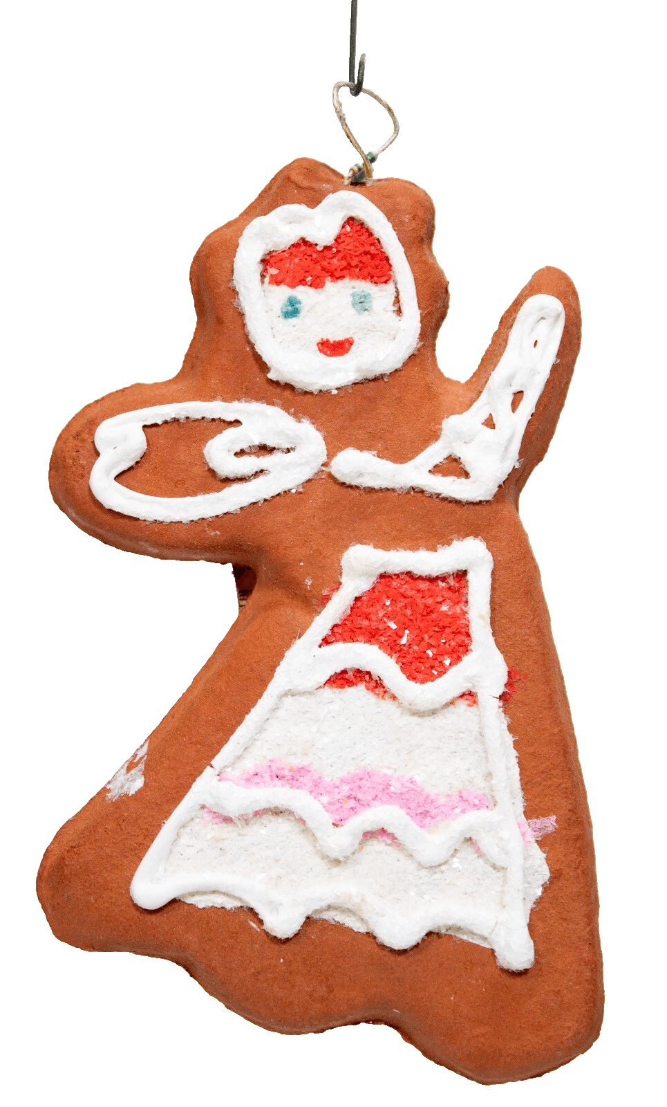Vintage Japan Hand Painted Gingerbread Girl Christmas Decorative Ornament