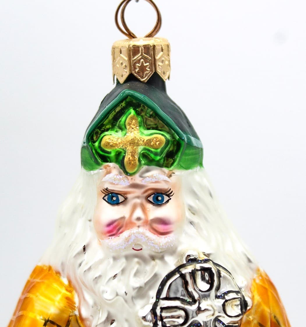 Christopher Radko St. Patrick Santa Hand Painted Glass Christmas Ornament 7" - Thumbnail 4