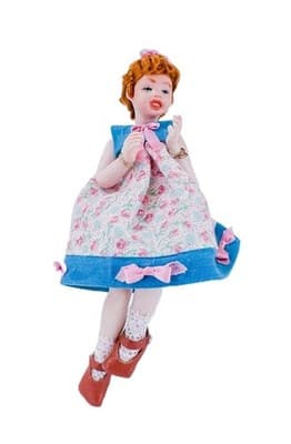 OOAK Girl Short Dress Red Curly Hair Miniature Porcelain Doll By PAT MELVIN - Image 1