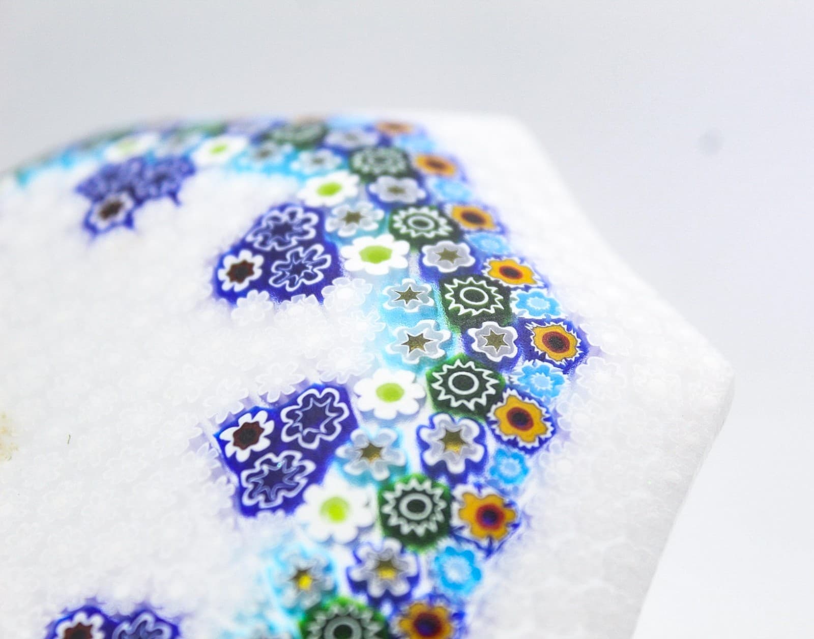 Millefiori Murano Art Glass Floral Pattern Italy Multicolor Octagonal Dish 5" - Thumbnail 2