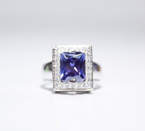 ADI Designer Sterling Silver 925 LAB Sapphire Cubic Zirconia Ring Size 9 - Thumbnail 2