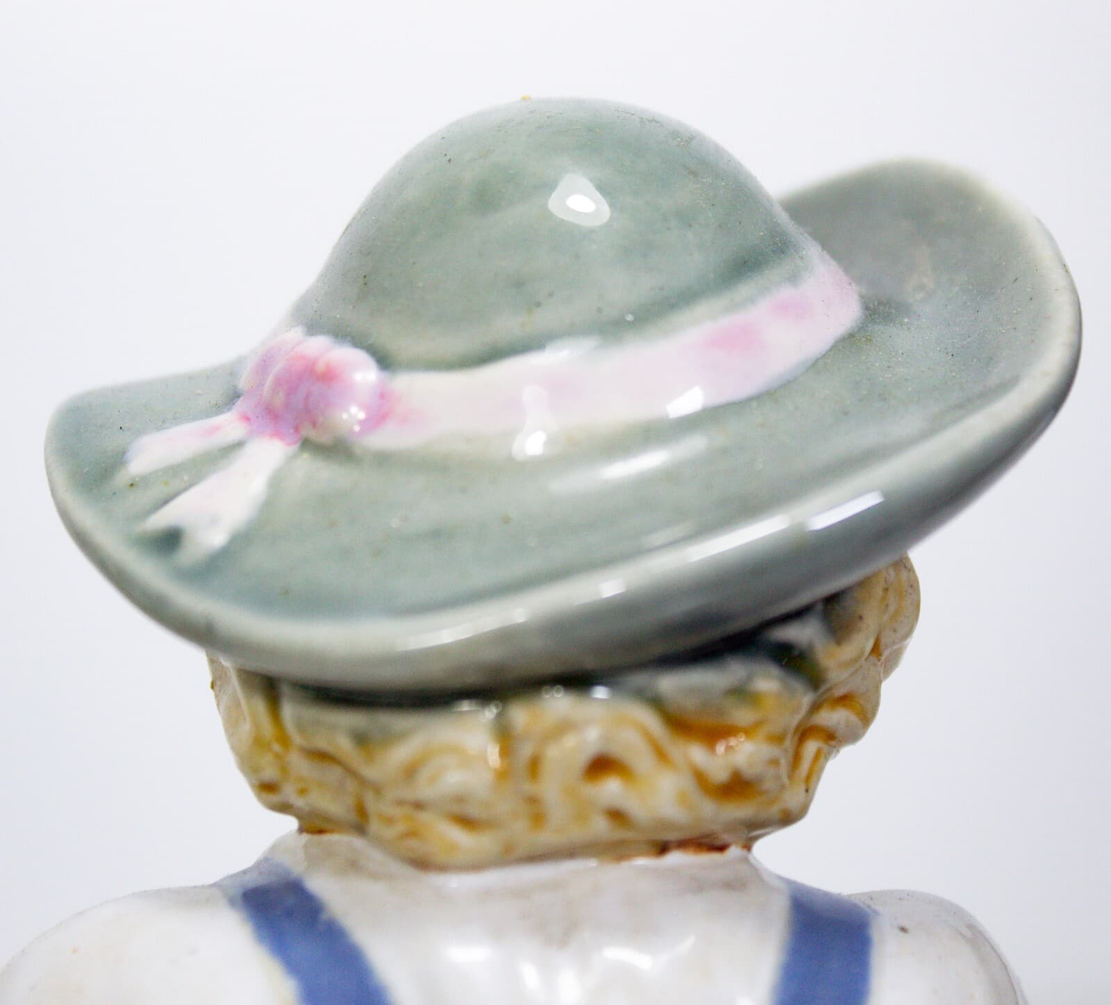 Set of 2 MINTON MAJOLICA Boy And Girl Planters With Basket Flower Holder Figures - Thumbnail 13