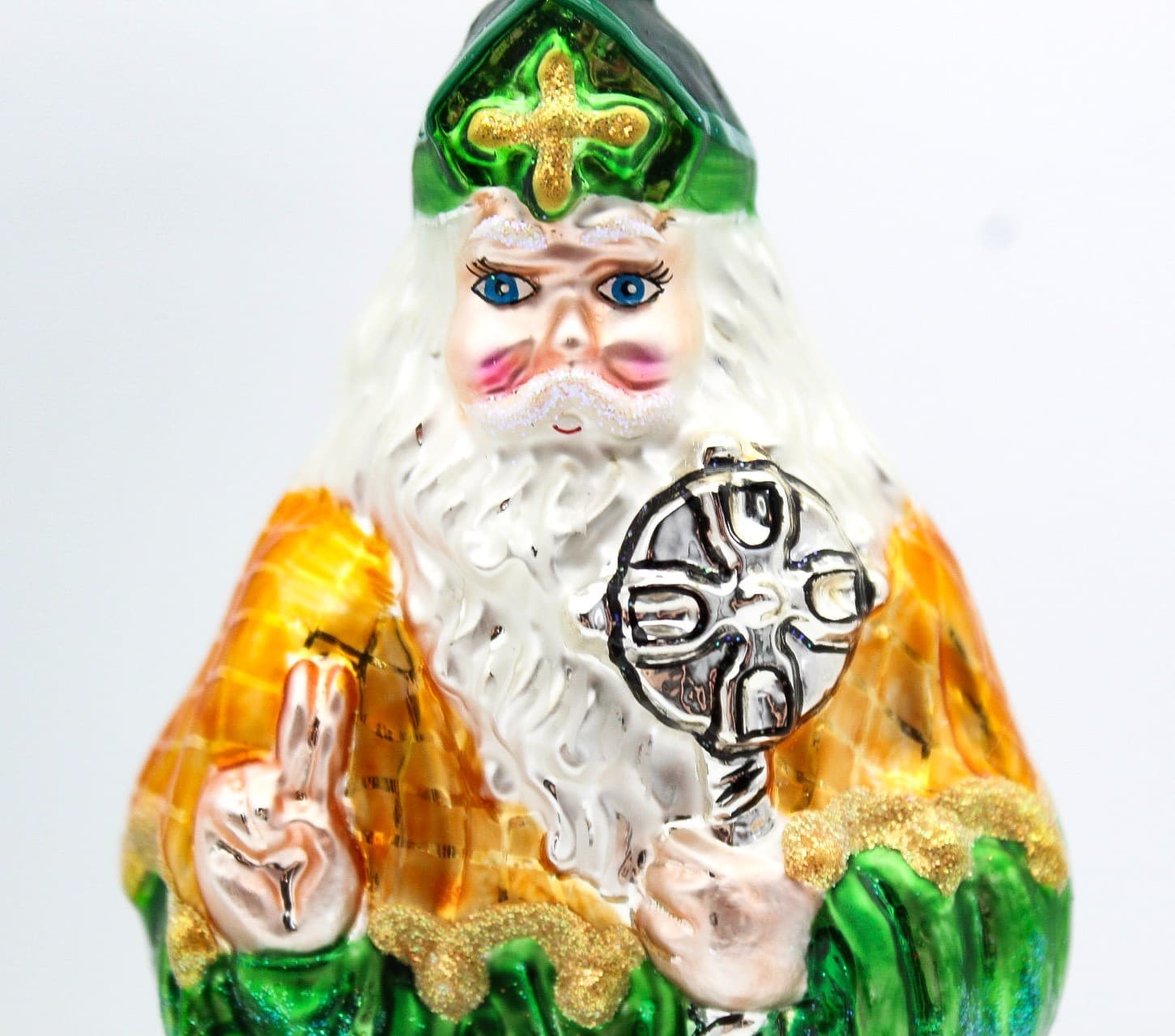 Christopher Radko St. Patrick Santa Hand Painted Glass Christmas Ornament 7" - Thumbnail 7